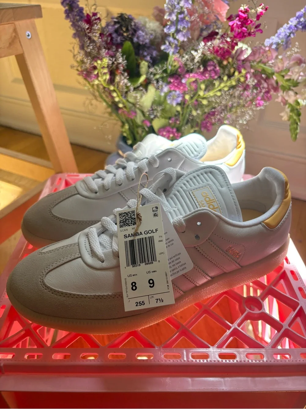 adidas samba spikeless golf shoes 'cloud white'/'ice tangerine'